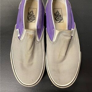Gray and Purple Slip-On Sneakers